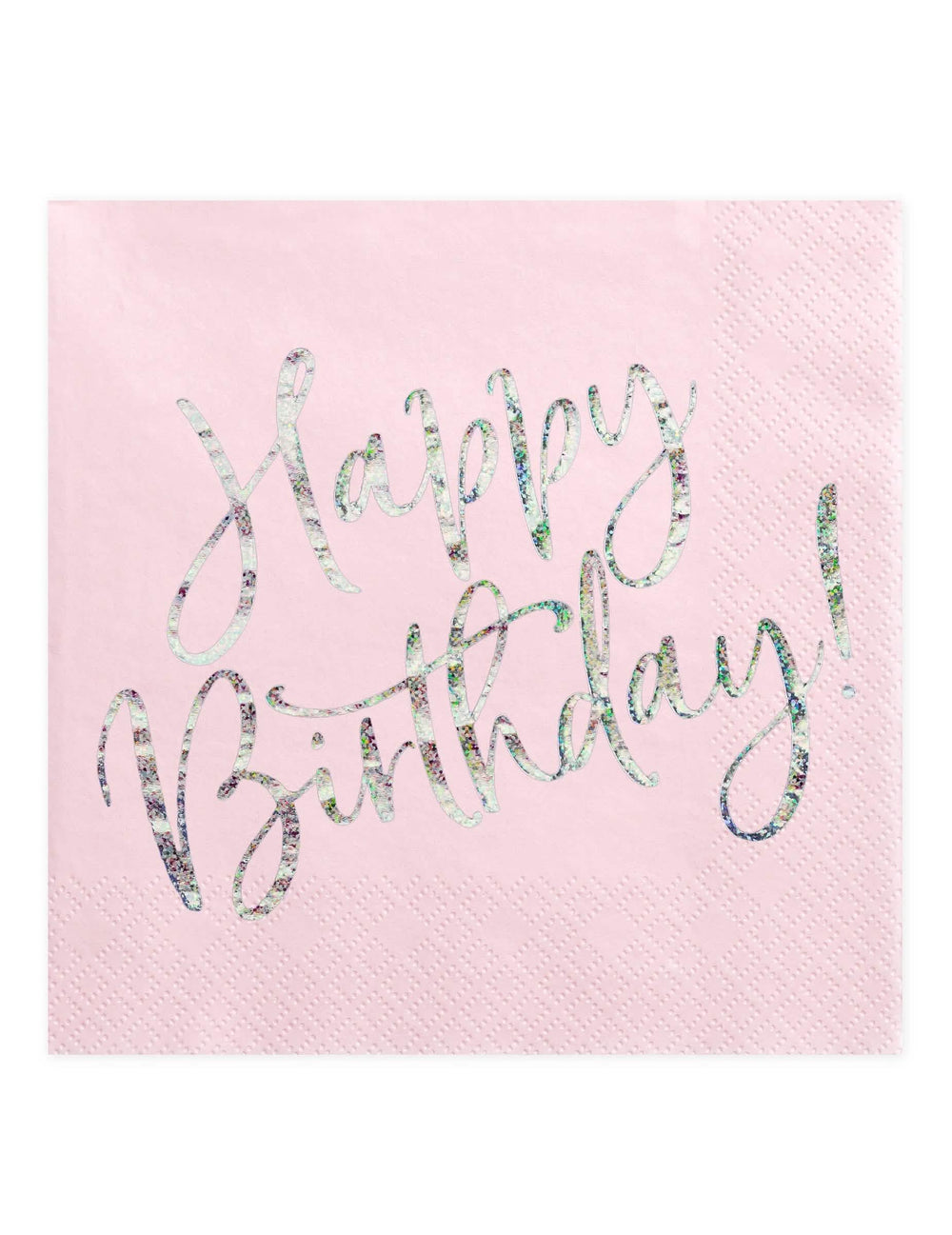 guardanapos Happy Birthday para festa cor de rosa iridescente