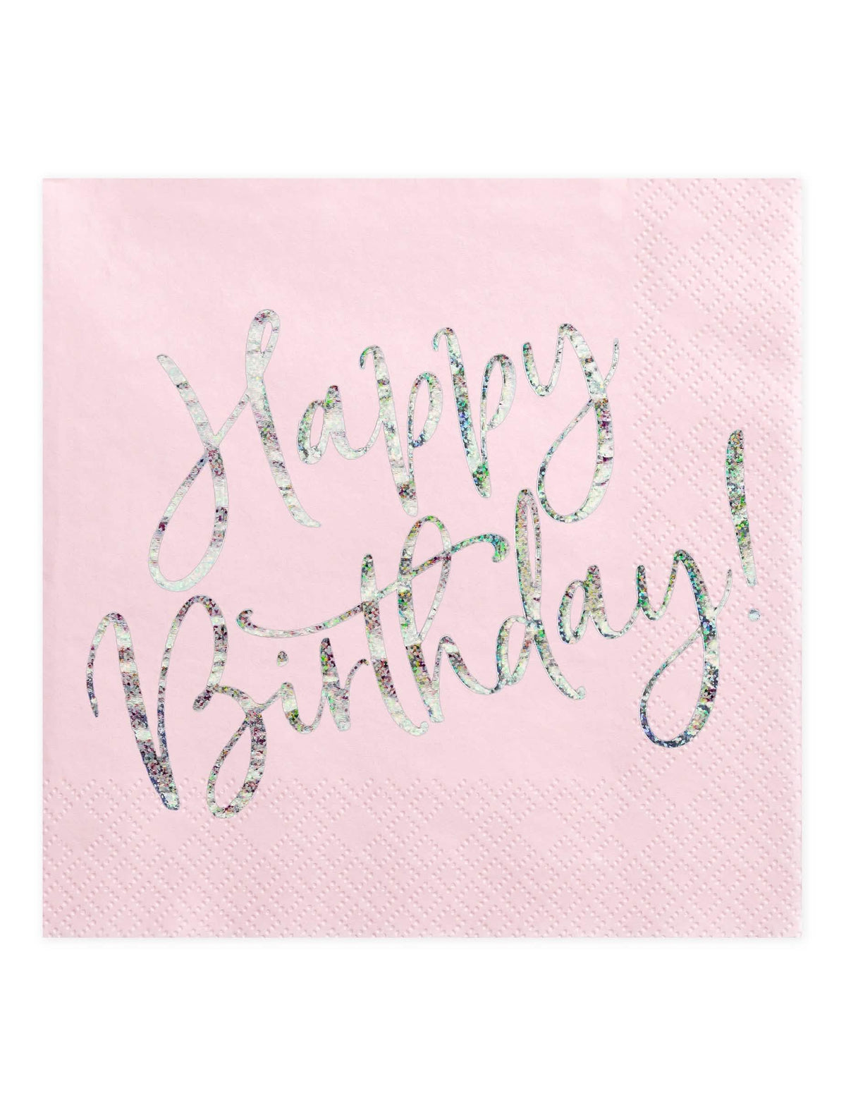 guardanapos Happy Birthday para festa cor de rosa iridescente