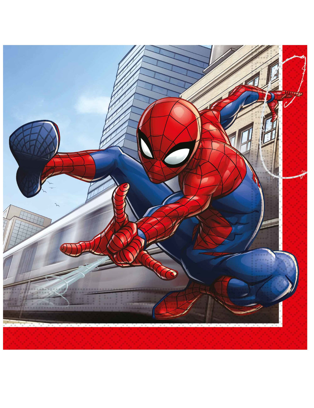 Gros plan sur le motif des serviettes en papier Spiderman Fighter