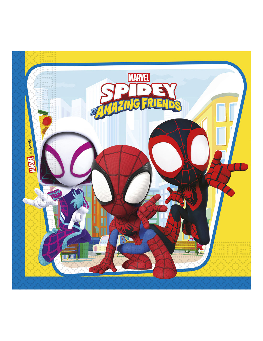 20 serviettes en papier Spidey et ses amis bleu et jaune