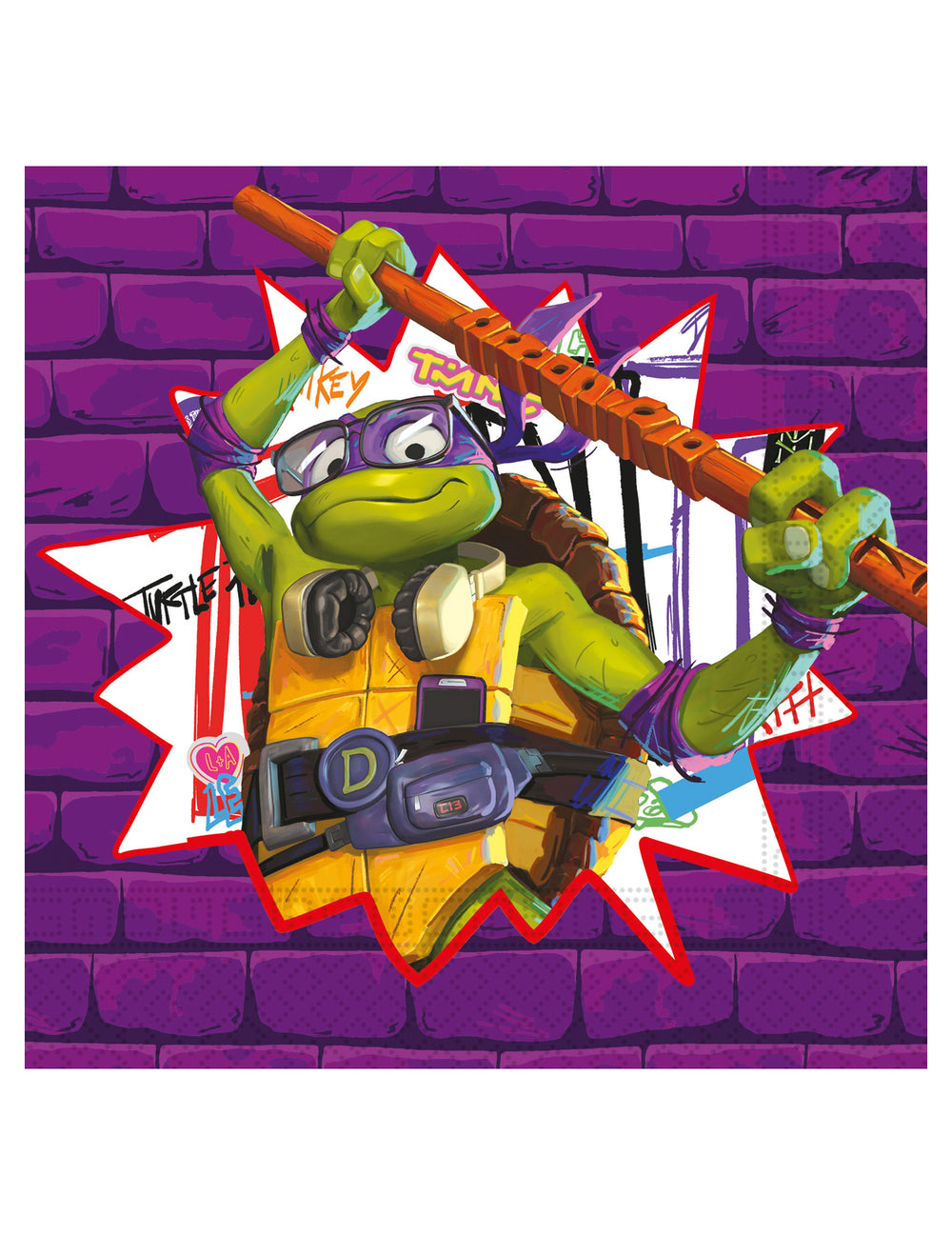 Serviettes en papier Tortues Ninja next generation pour enfant violettes avec Donatello