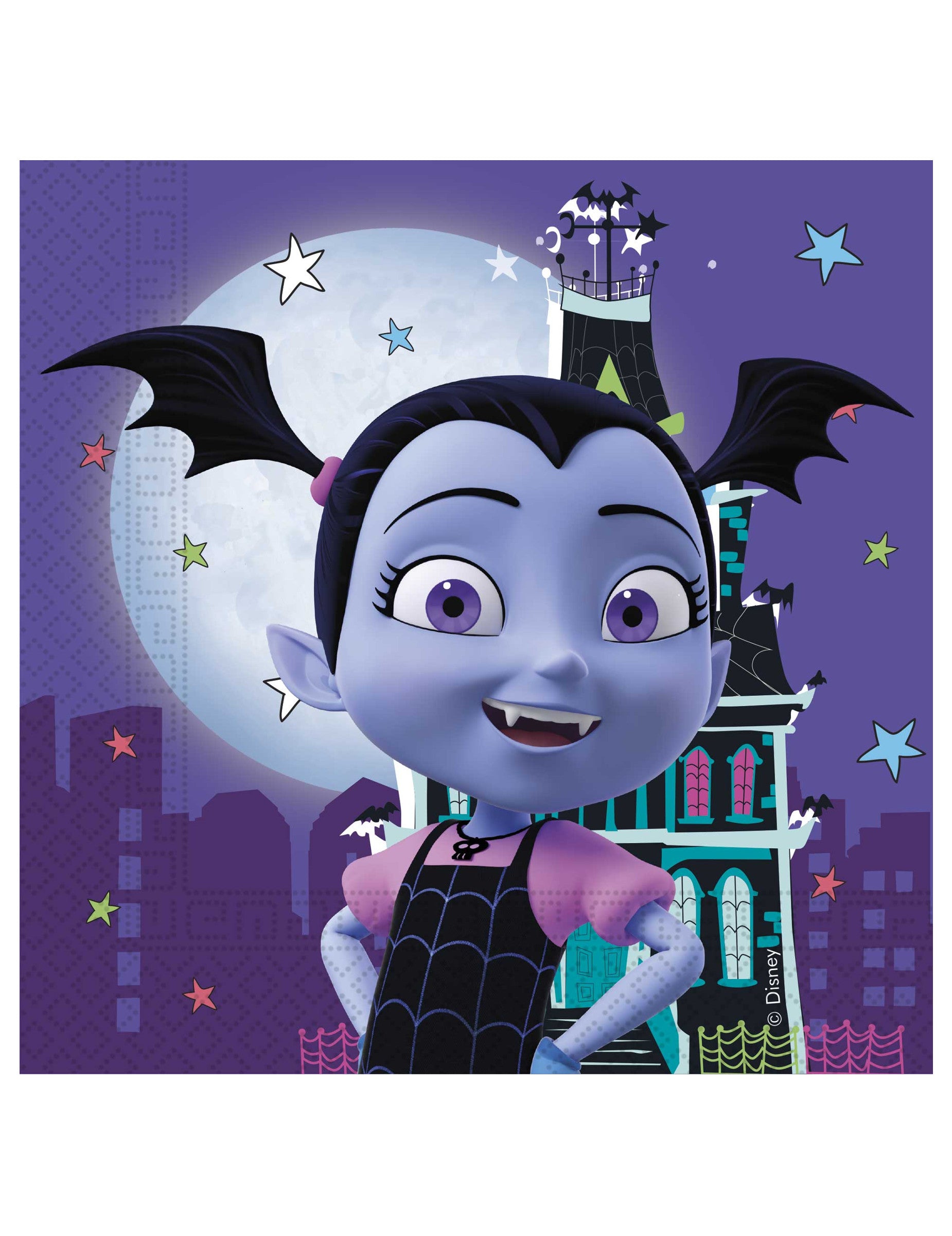 Serviettes en papier Vampirina pour enfant violettes avec décor de château