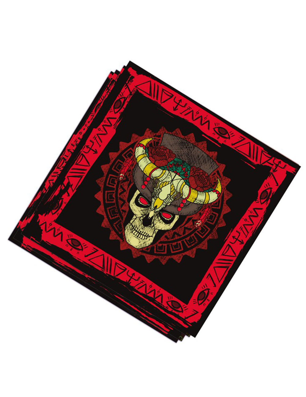 Serviettes en papier Vaudou pour fête noir et rouge avec motif crâne