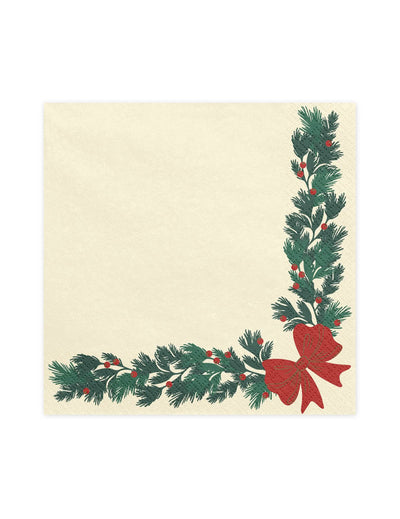 20 guardanapos Grinalda de Natal bege 33 x 33 cm