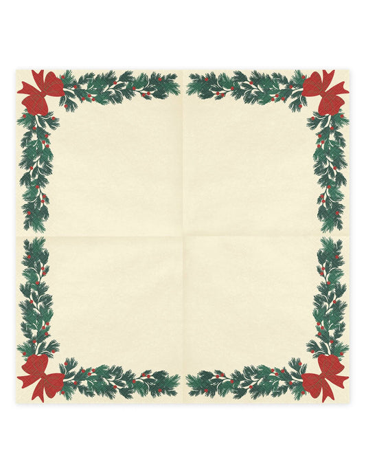 20 guardanapos Grinalda de Natal bege 33 x 33 cm
