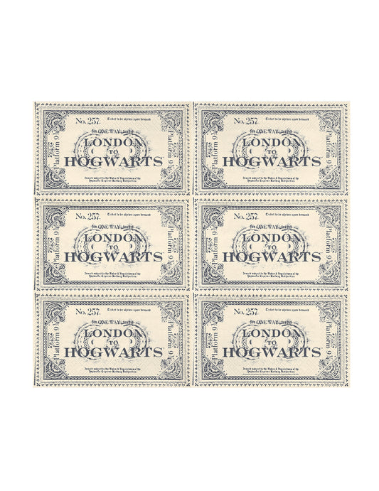 20 Guardanapos Harry Potter™ Bilhete Londres para Hogwarts 33 x 40 cm