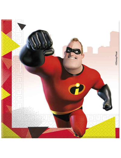 Serviettes Les Indestructibles 2 pour fête rouges avec motif Monsieur Indestructible