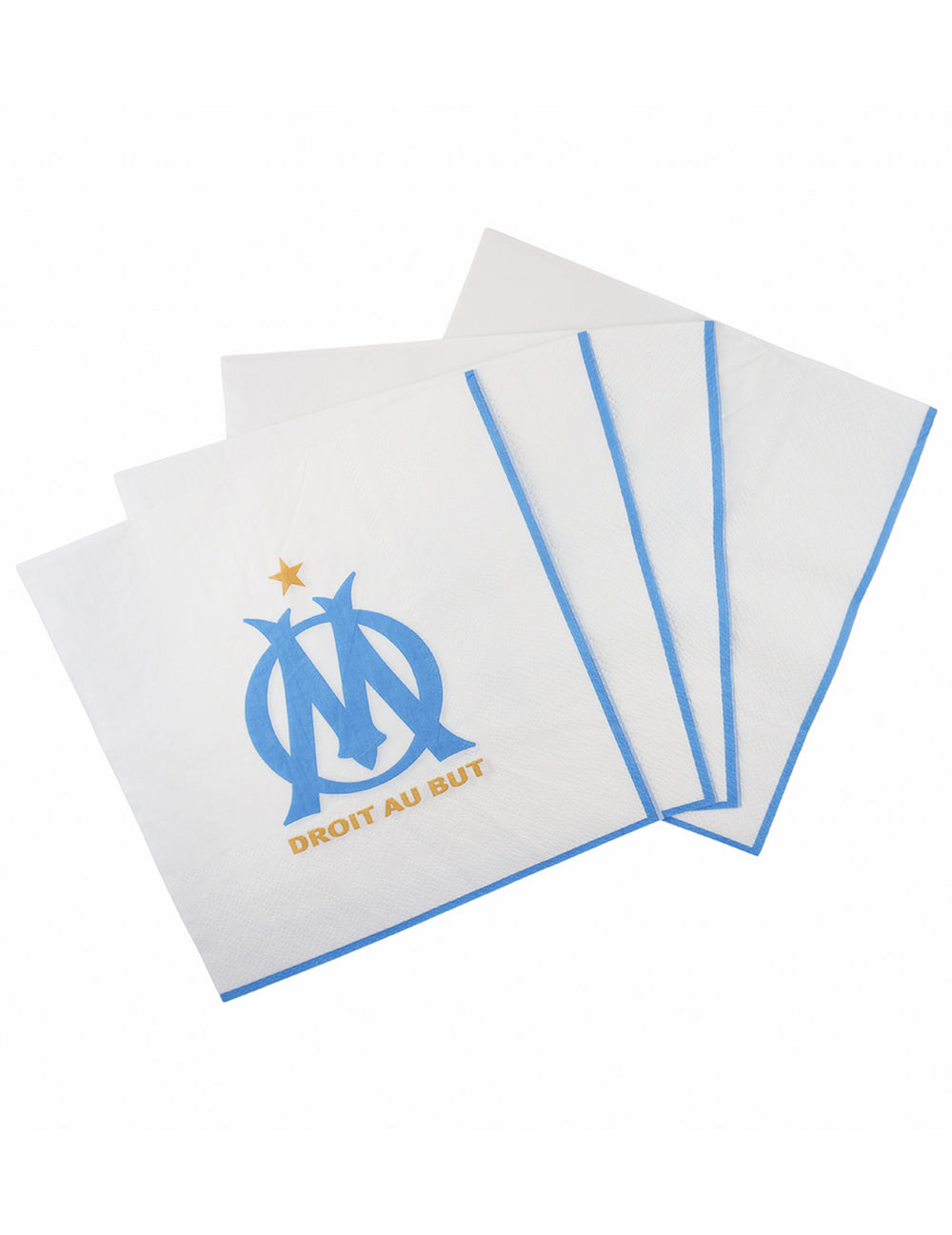 Serviettes OM pour fête blanches et bleues avec logo