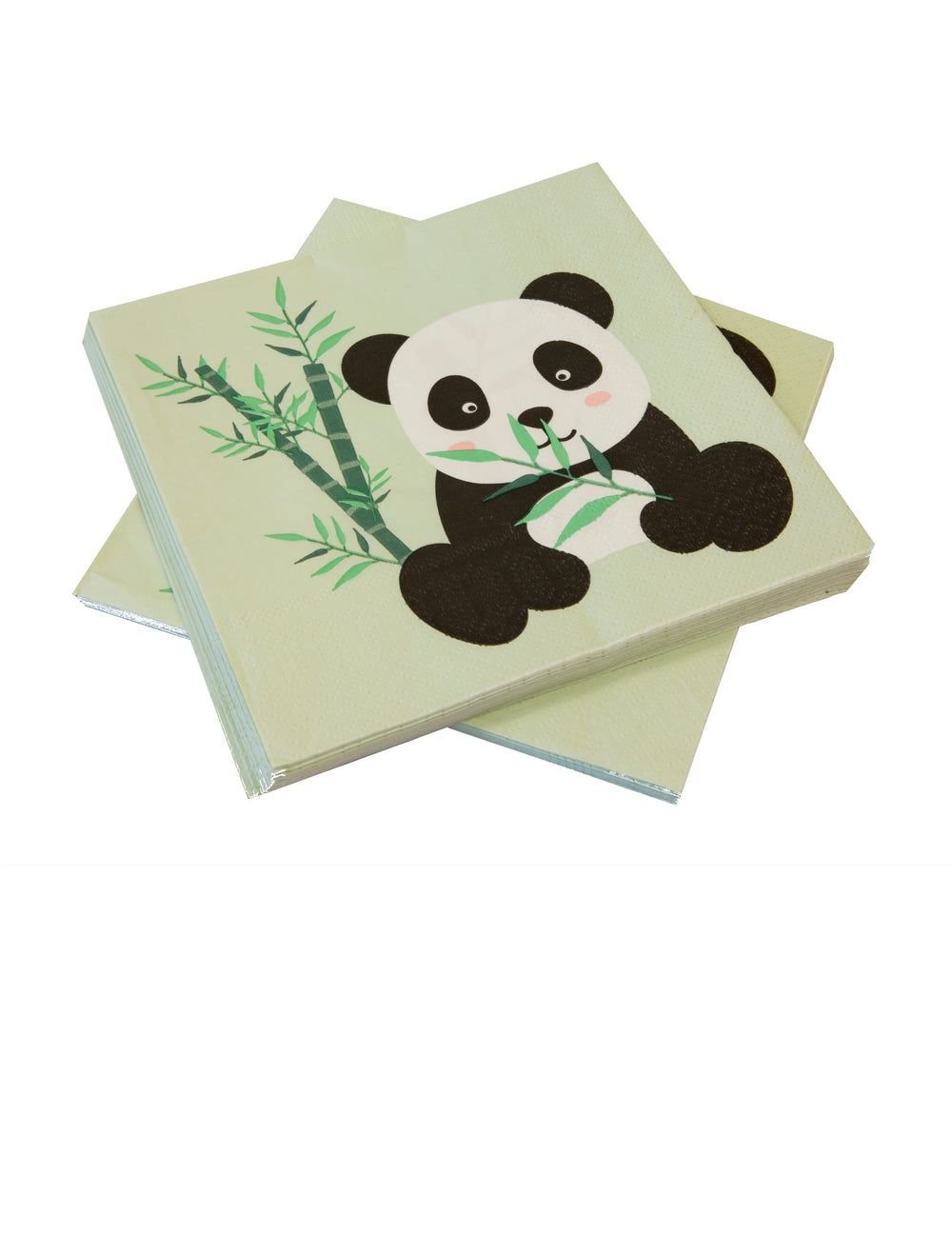 Serviettes en papier panda vert pastel