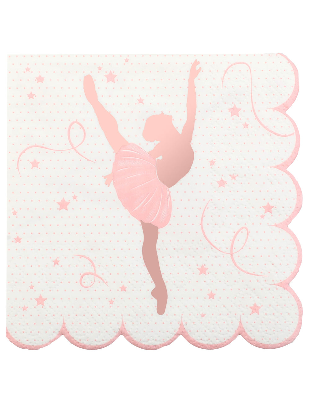 Serviettes en papier ballerine rose gold festonnées