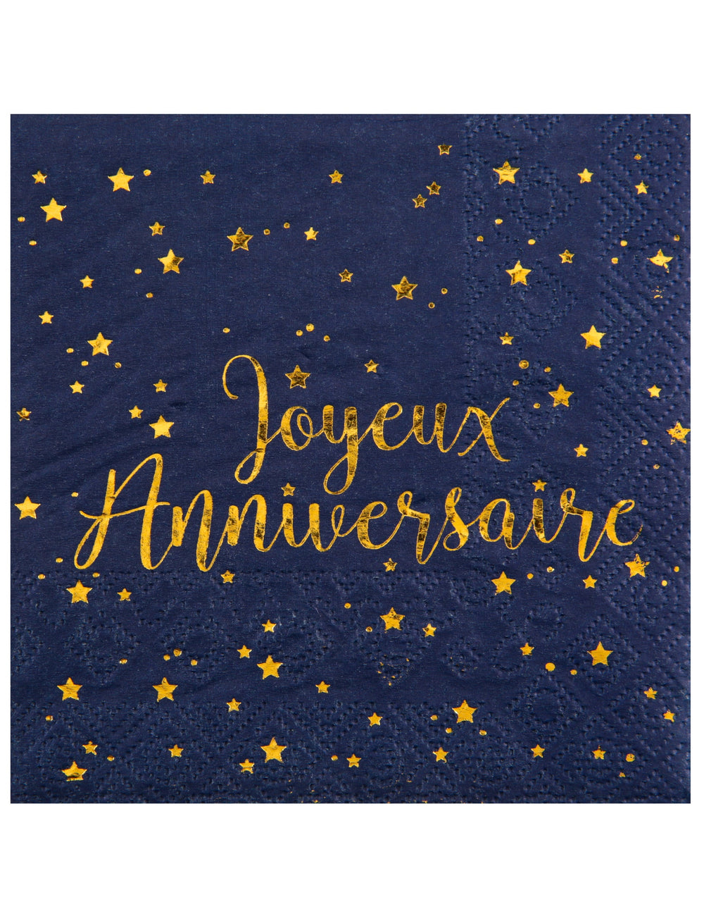 Serviettes en papier Joyeux Anniversaire pour fête bleu marine et doré