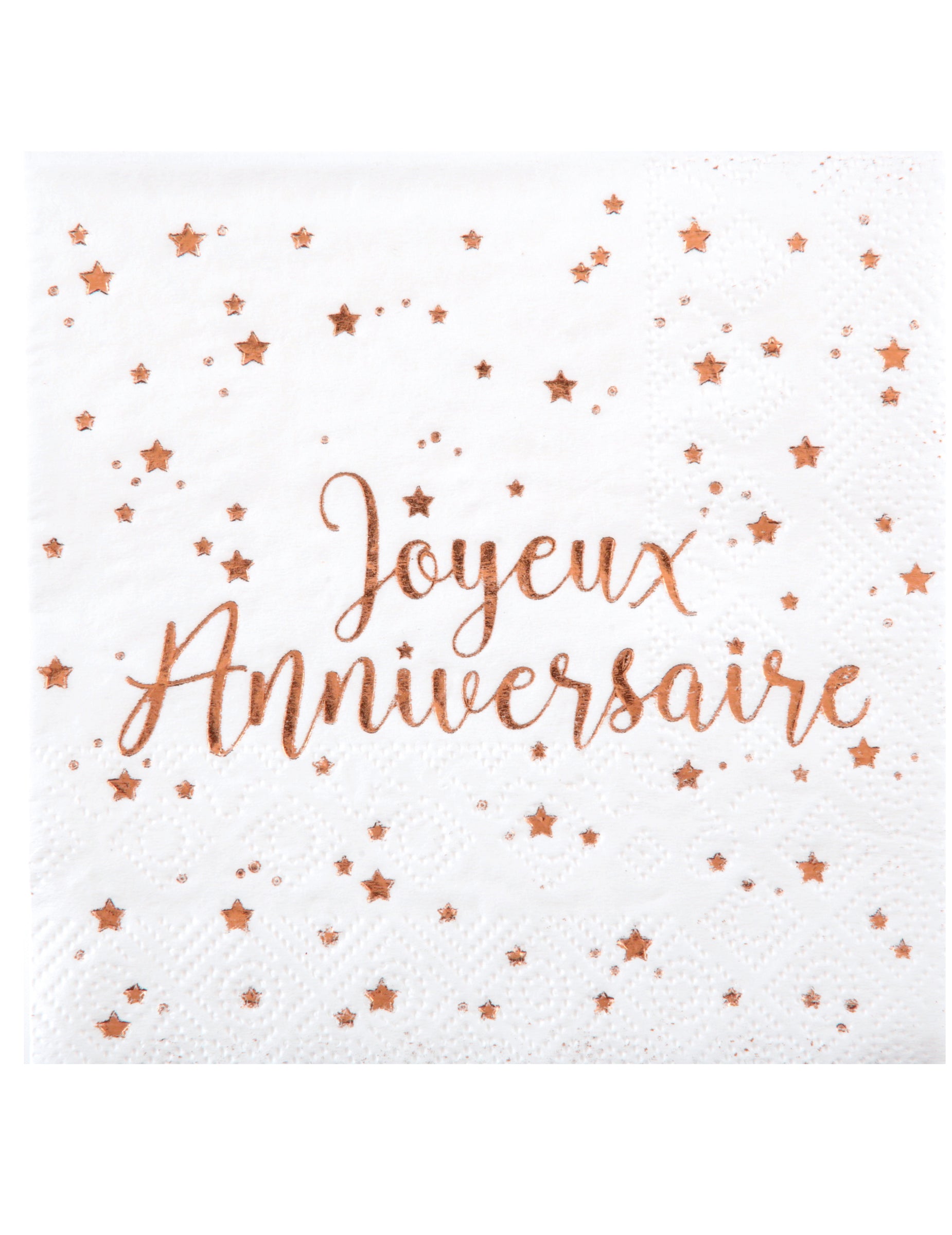 Serviettes en papier Joyeux Anniversaire pour fête rose gold à motifs étoiles roses
