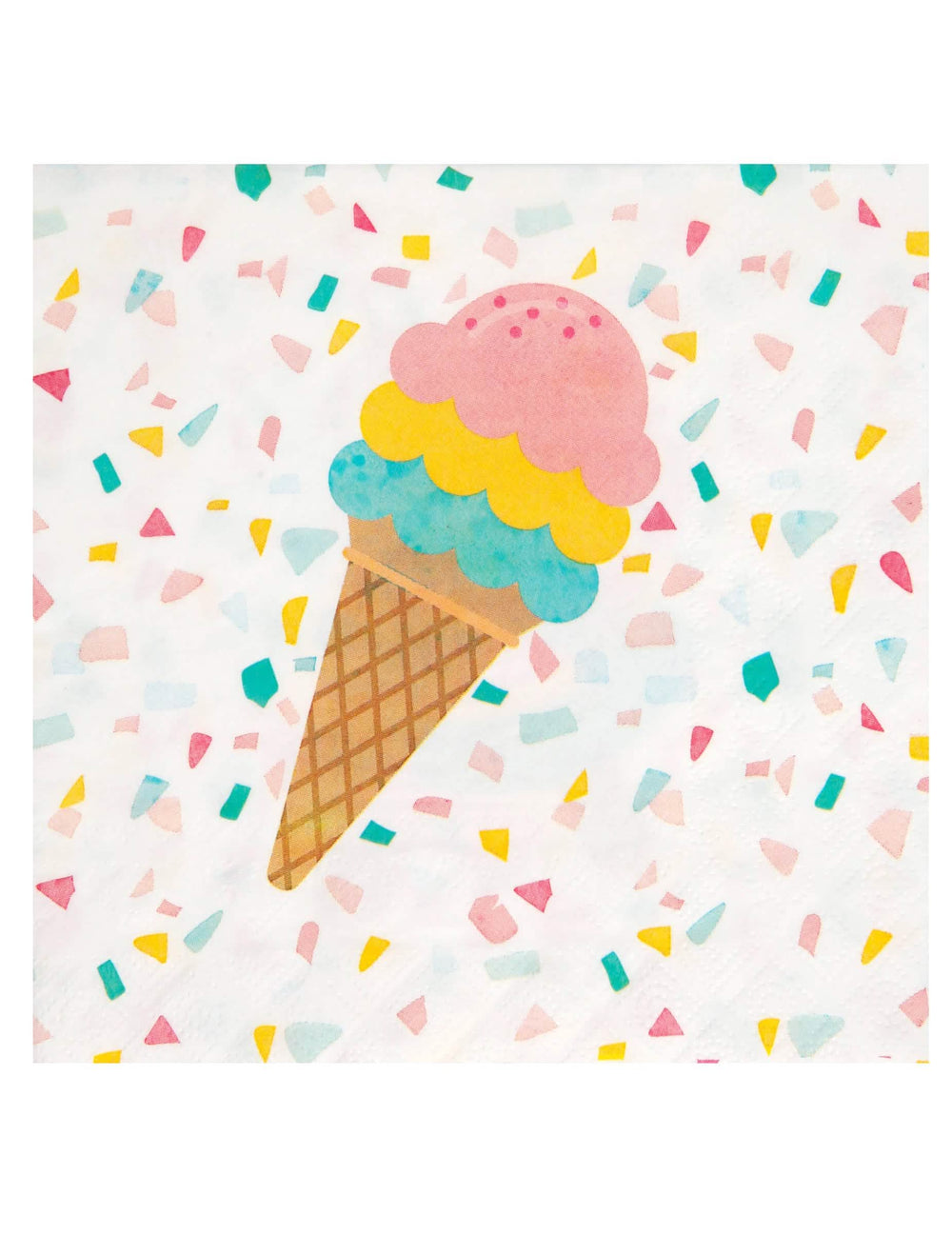 Guardanapos de papel summer smoothie glace gourmande multicores com motivo de cone de gelado