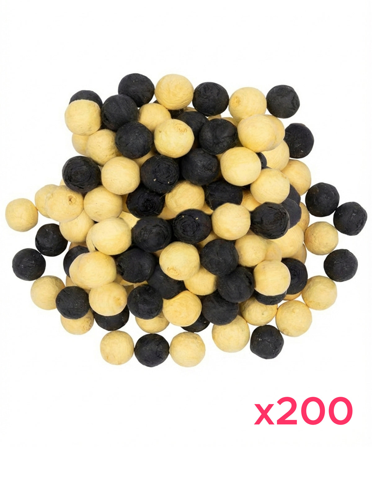 Détail du packaging des boules à sarbacane pour enfant et adulte noir et or lot de 200