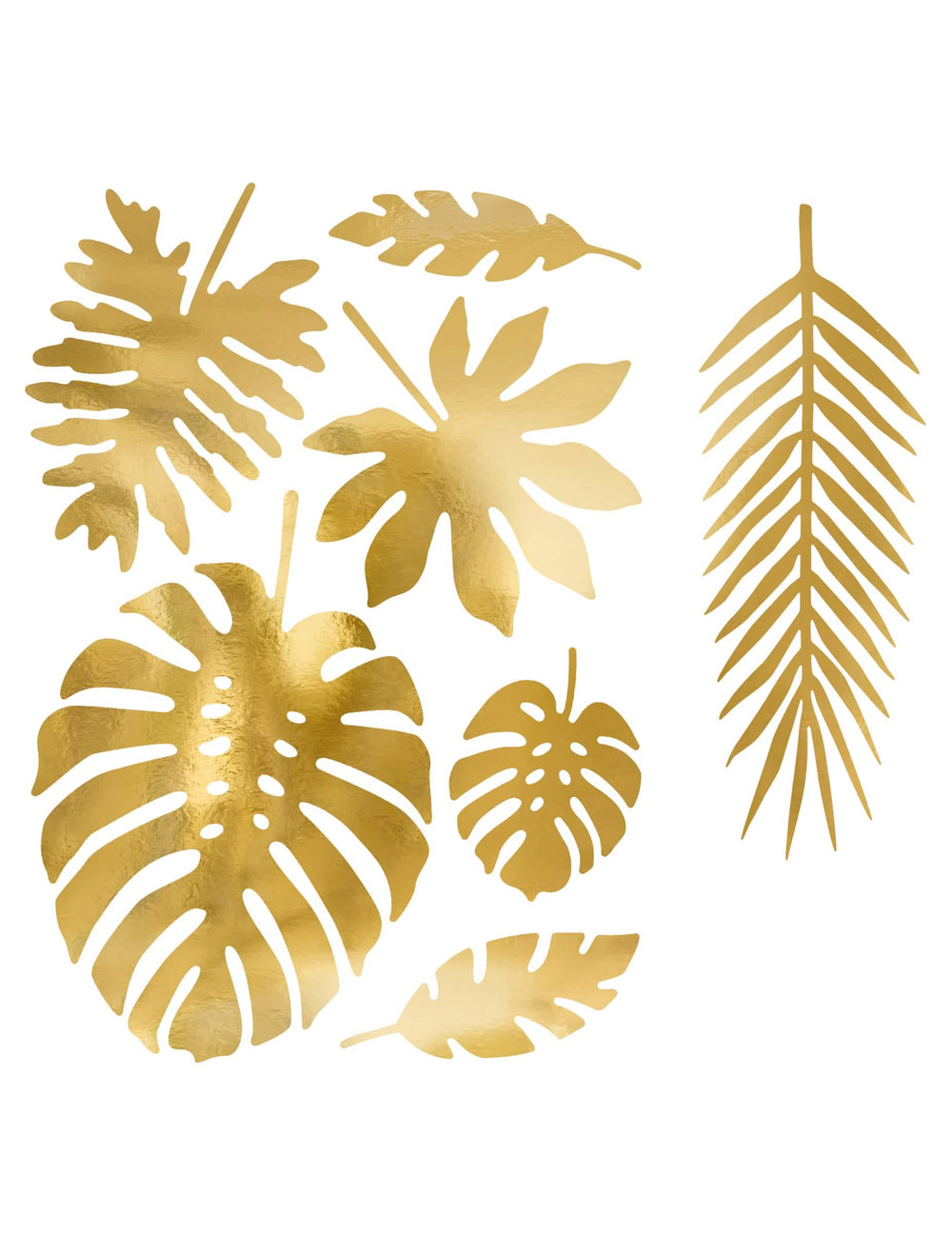 Folhas tropicais de papel douradas para decoração