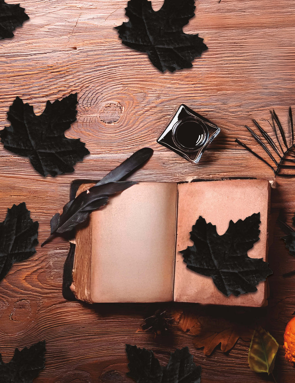 Mise en situation avec un livre du lot de 24 feuilles pour décoration