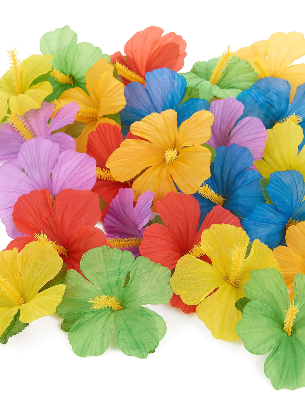24 flores havaianas para decoração de festa multicoloridas