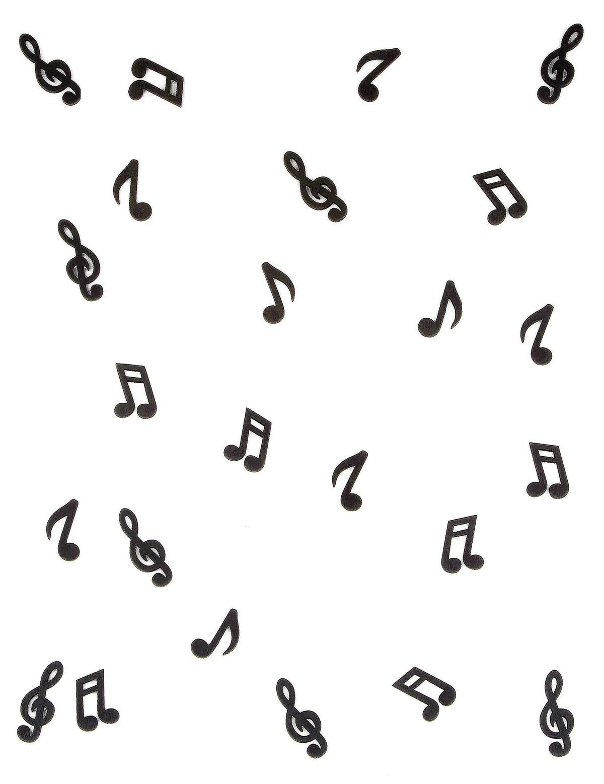 confettis de mesa notas de música para festa em madeira preto