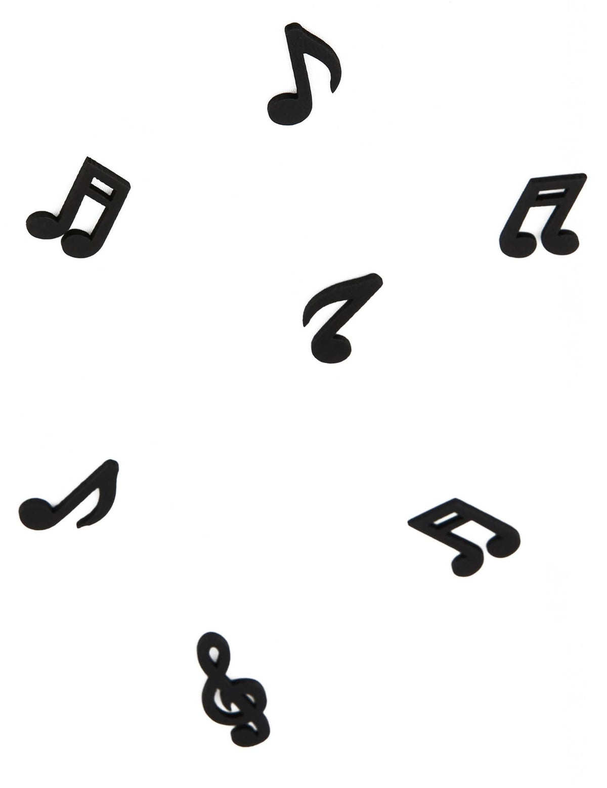 Detalhes das diferentes formas dos confettis de mesa notas musicais