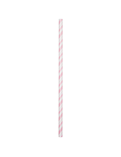 Paille en carton à rayures pour fête rose pâle flexible