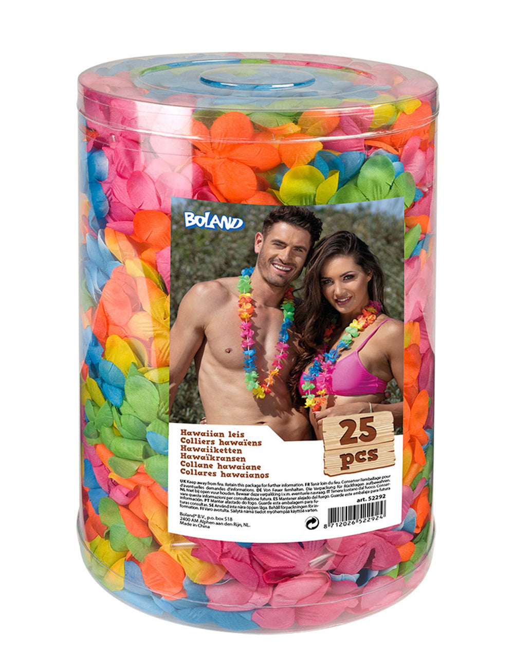 Lot de 25 colliers hawaïens pour adulte multicolores