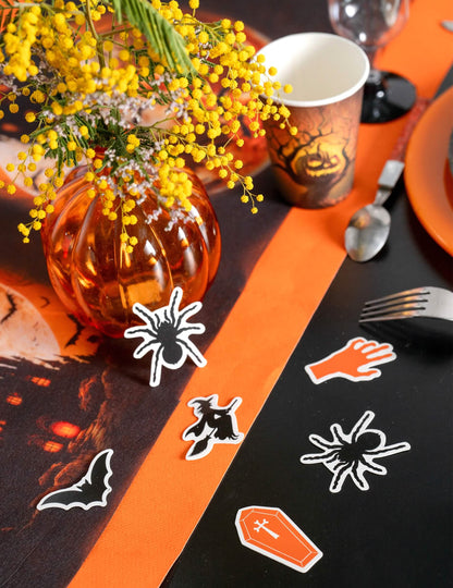 25 decorações de mesa Mansão Assombrada 3 x 4,5 cm e 5 x 4 cm