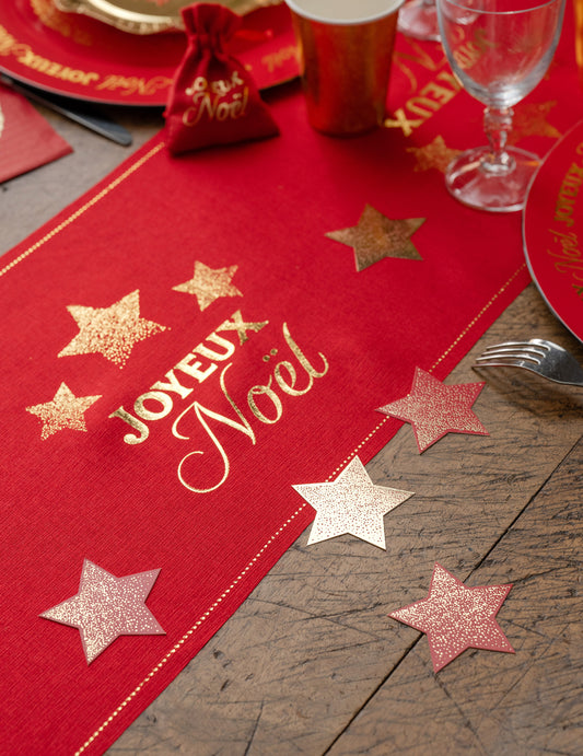 25 decorações de mesa de Natal Cintilante vermelhas e douradas 6,5 x 6,2 cm