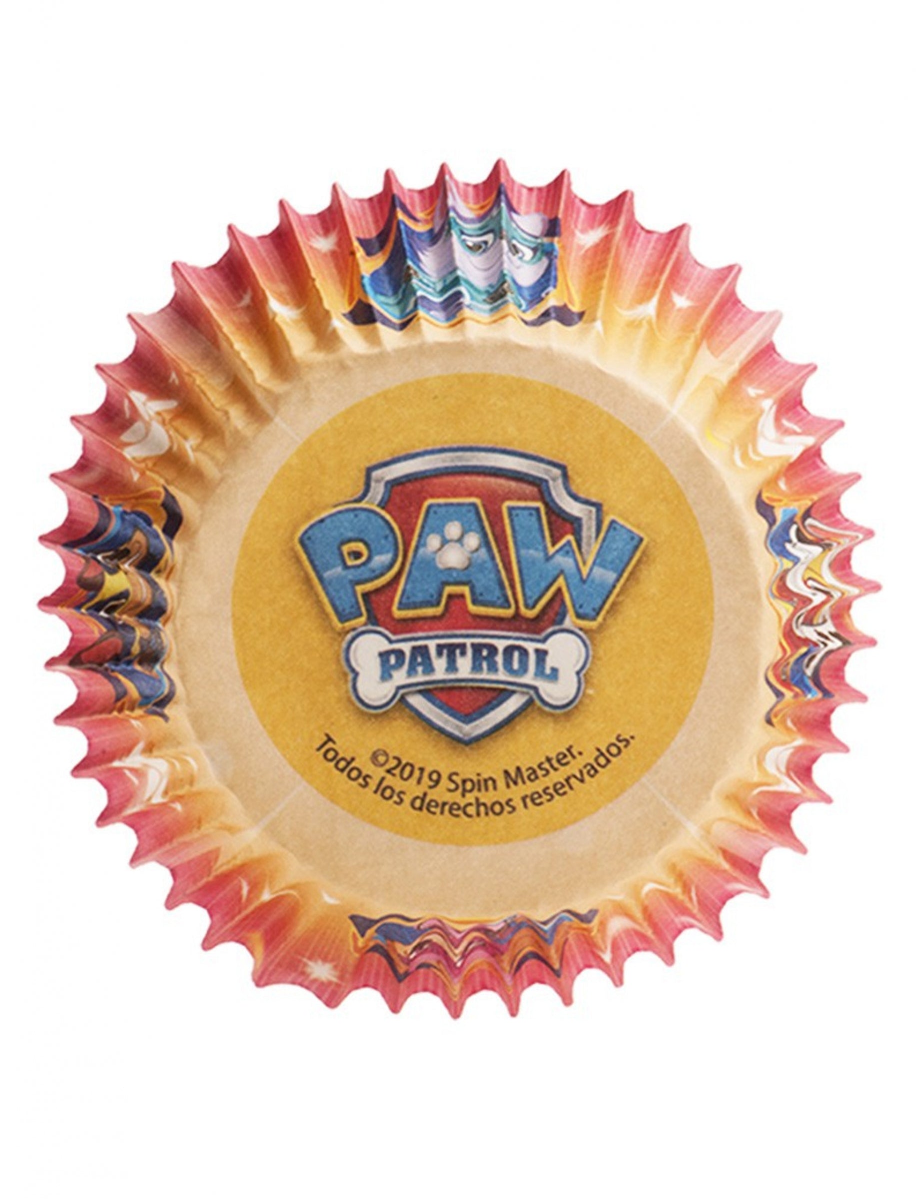 Vue du dessous des moules à cupcakes en papier Pat Patrouille