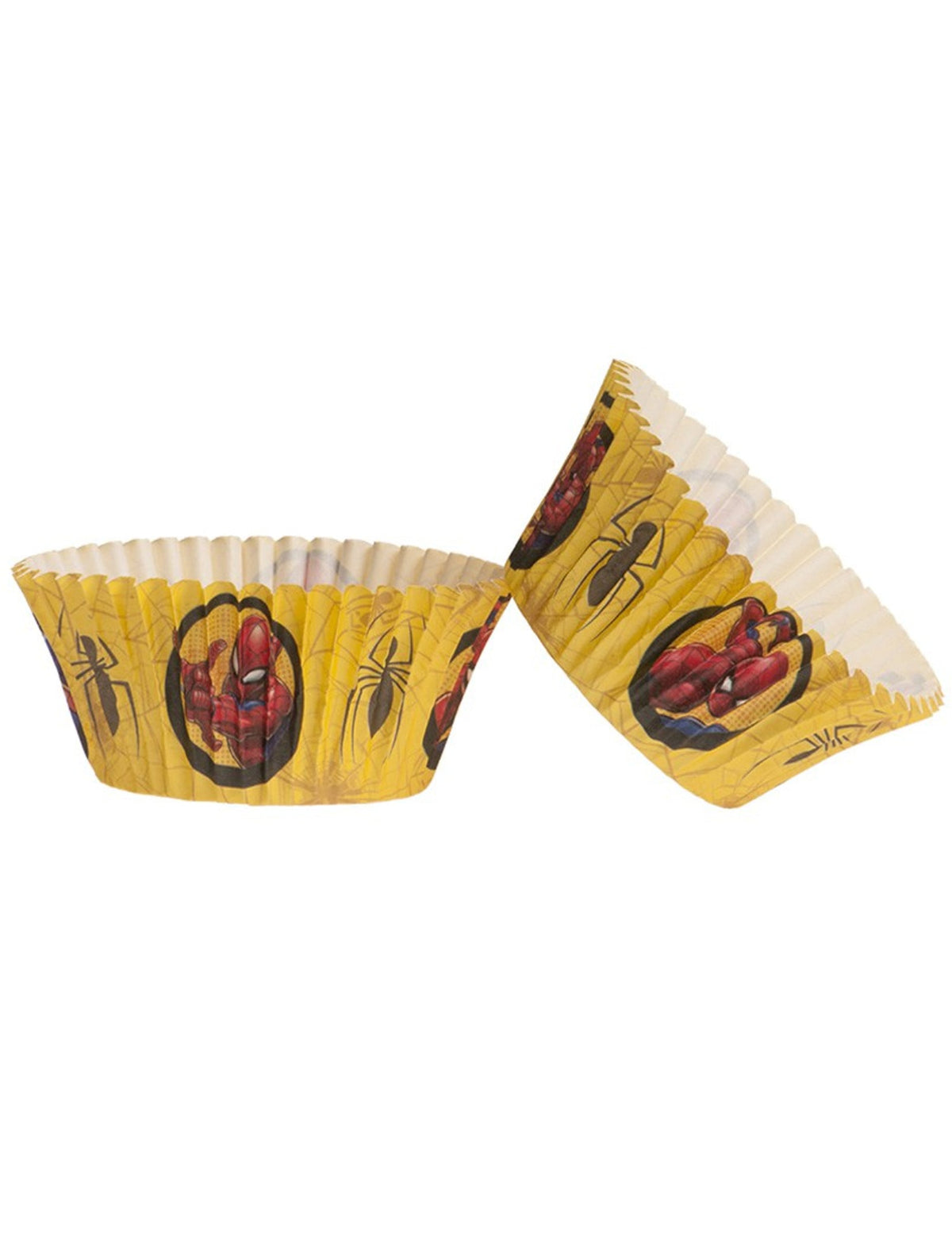 Moules à cupcakes en papier Spiderman pour enfant jaune avec motifs d'araignées