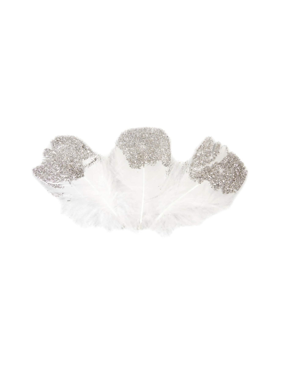 Plumas com lantejoulas decoração para festa brancas e prateadas
