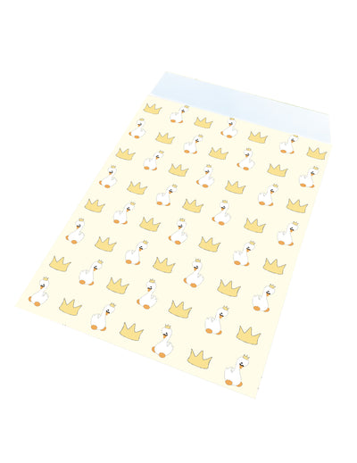 Sacs cadeaux en papier bébé cygne pour enfant jaune à couronnes