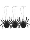 3 aranhas de papel colmeia preto com purpurina 14 x 12 x 6 cm