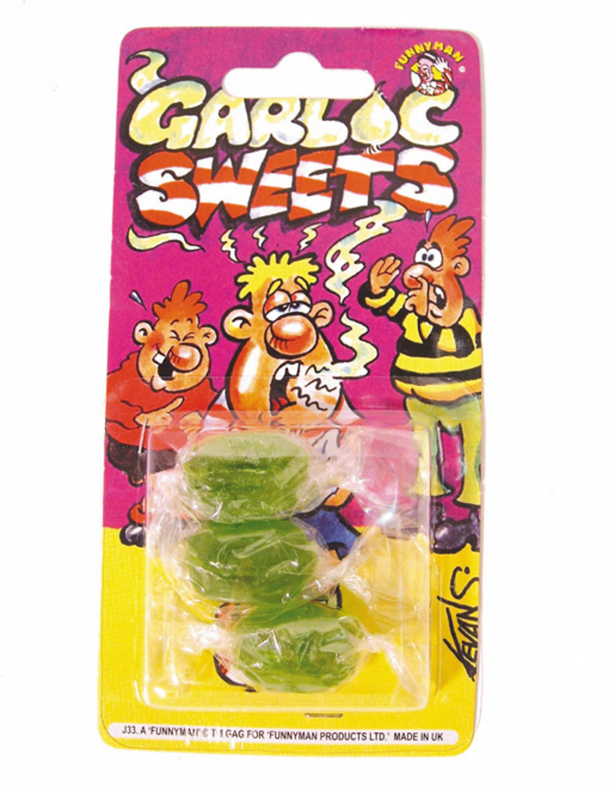 Bonbons humoristiques à l'ail pour farces et attrapes verts