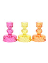 3 castiçais de vidro para velas, rosa, amarelo e laranja, 10 cm