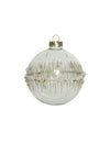 Boule de noël pour décoration en verre transparent avec paillettes or et perles