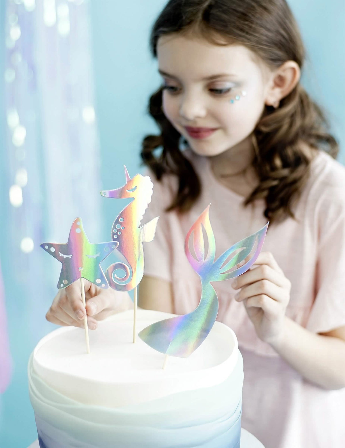Cenário num bolo do cake toppers sereias