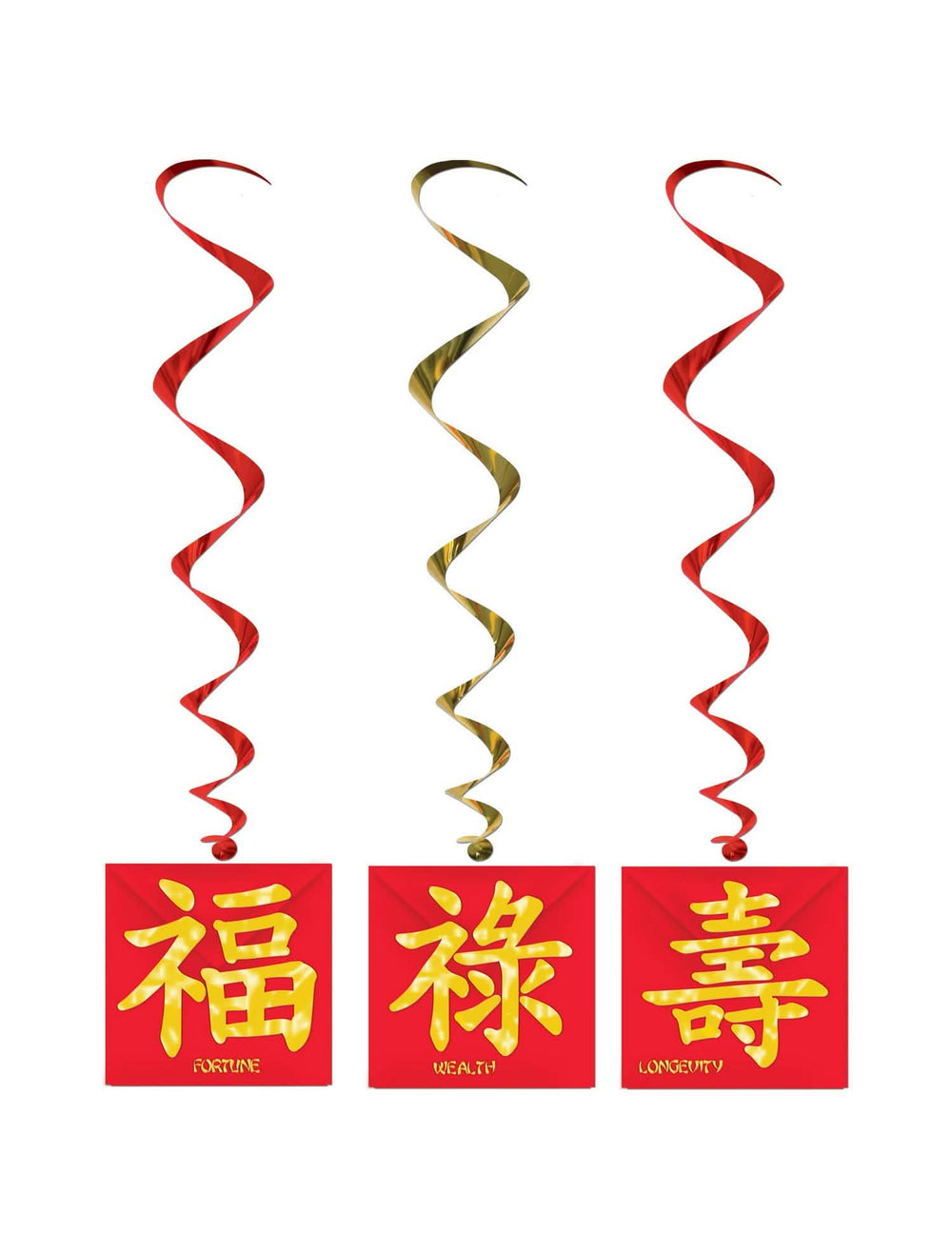 Suspensões reveillon chinês para decoração de festa vermelhas e douradas