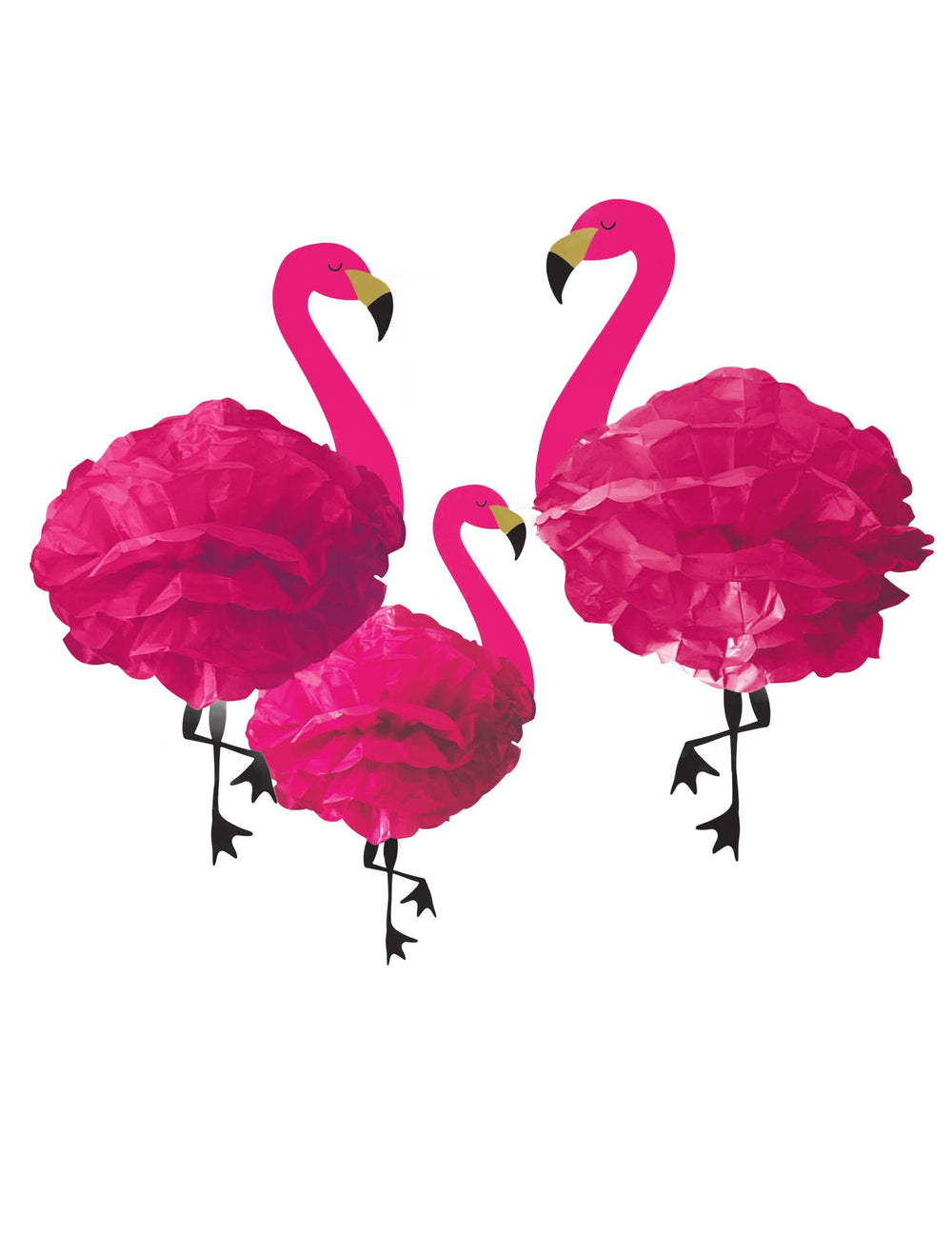 3 decorações para pendurar em papel flamingos cor de rosa tema tropical rosa fúcsia