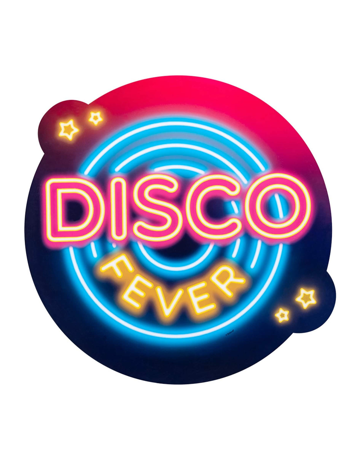 Detalhe do painel néon disco Fever das decorações em cartão disco fever