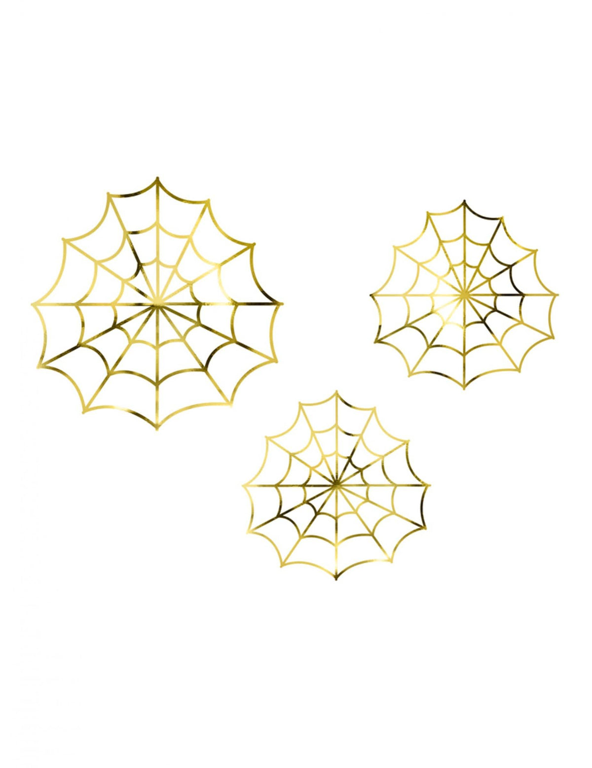 Decorações em papel teias de aranha para halloween douradas metalizadas