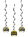 Décorations spirale à suspendre Batman noires et jaunes avec médaillons