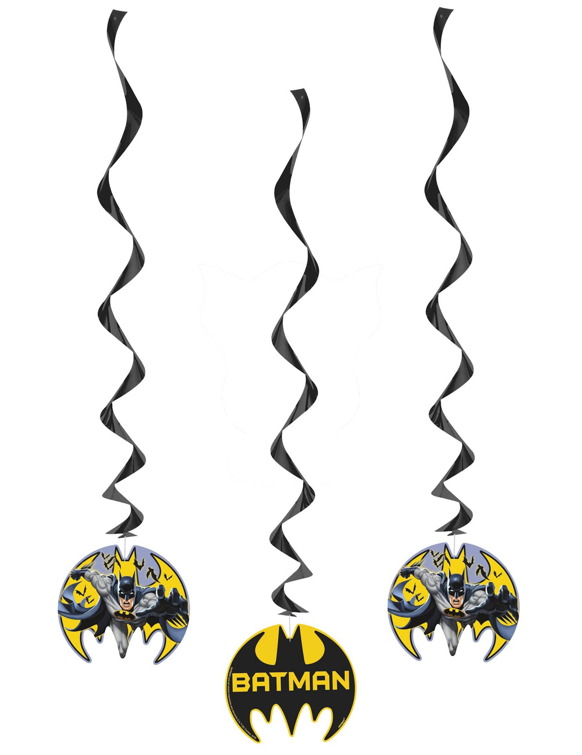 Decorações em espiral para pendurar Batman pretas e amarelas com medalhões