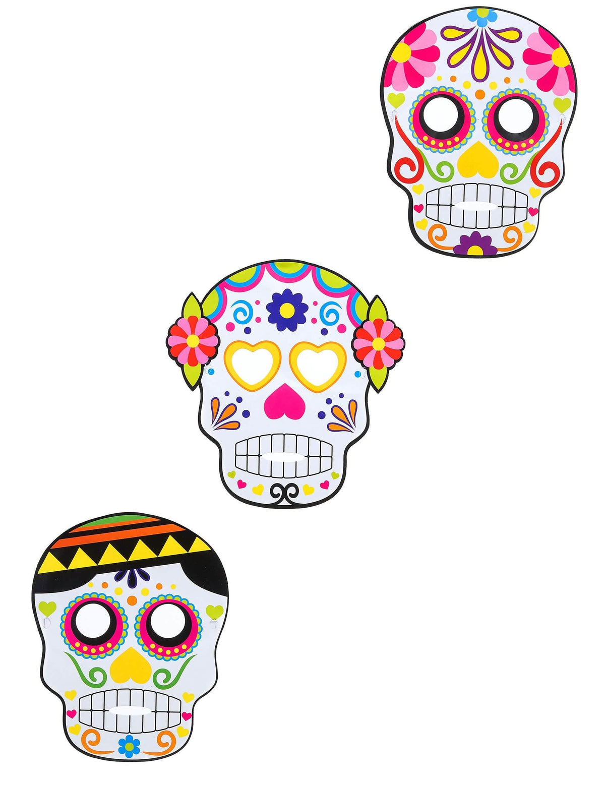 Máscaras de cartão Dia de los muertos para adulto multicoloridos assortidos para halloween