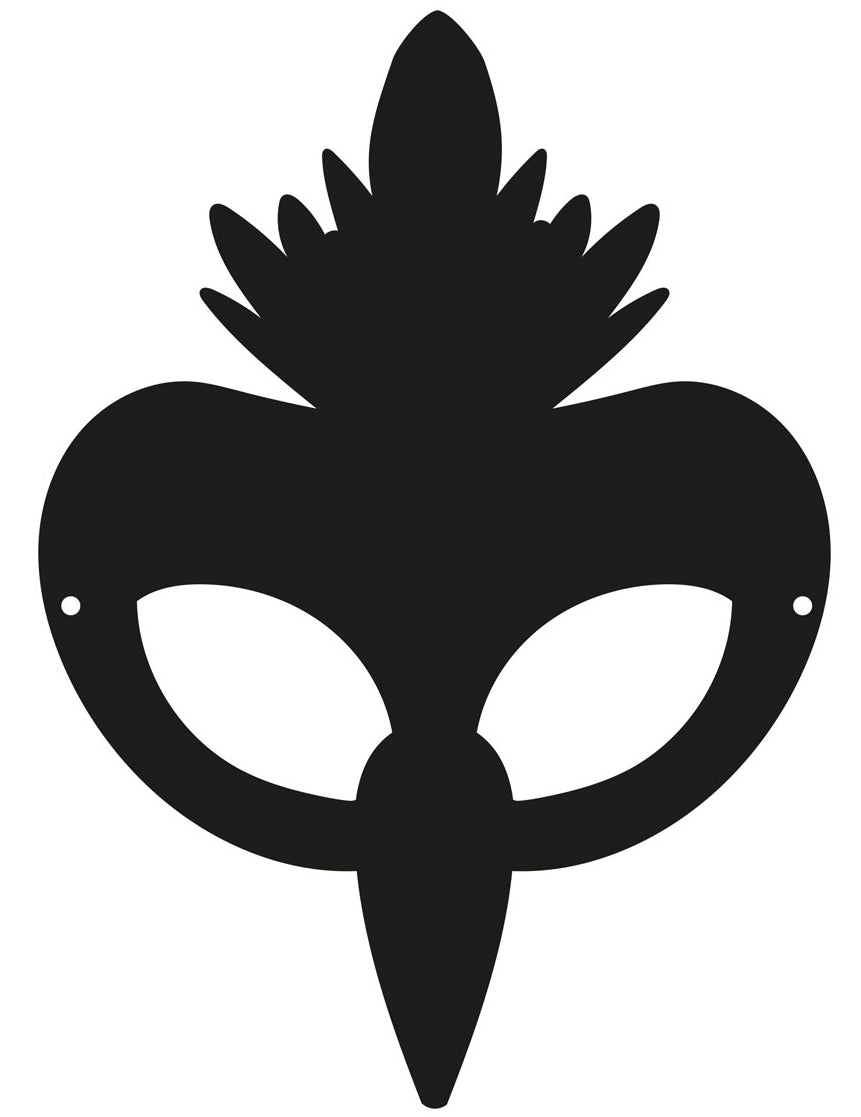 Vue de face du masque plat à gratter en carton oiseaux