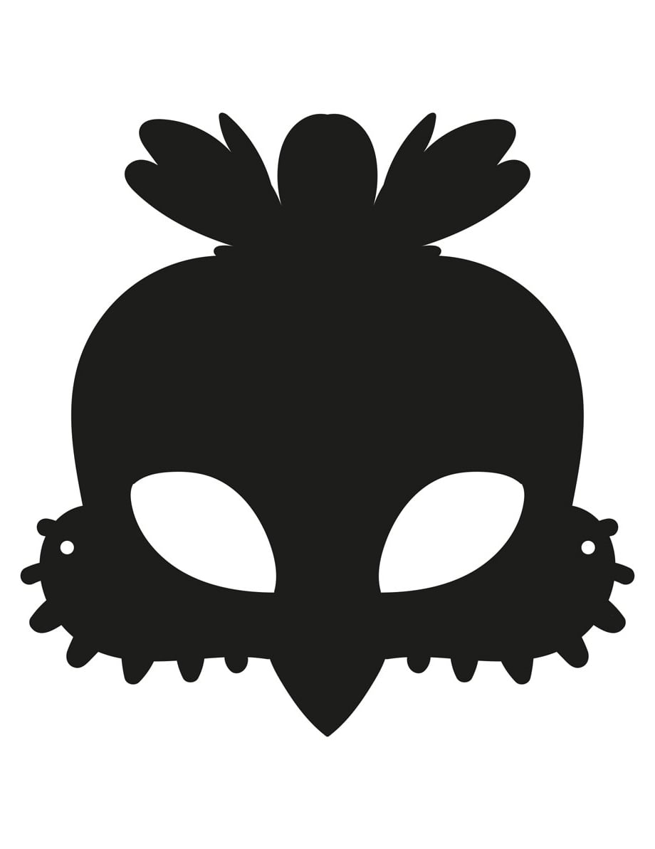 Silhouette de l'un des modèles du masque plat à gratter en carton oiseaux