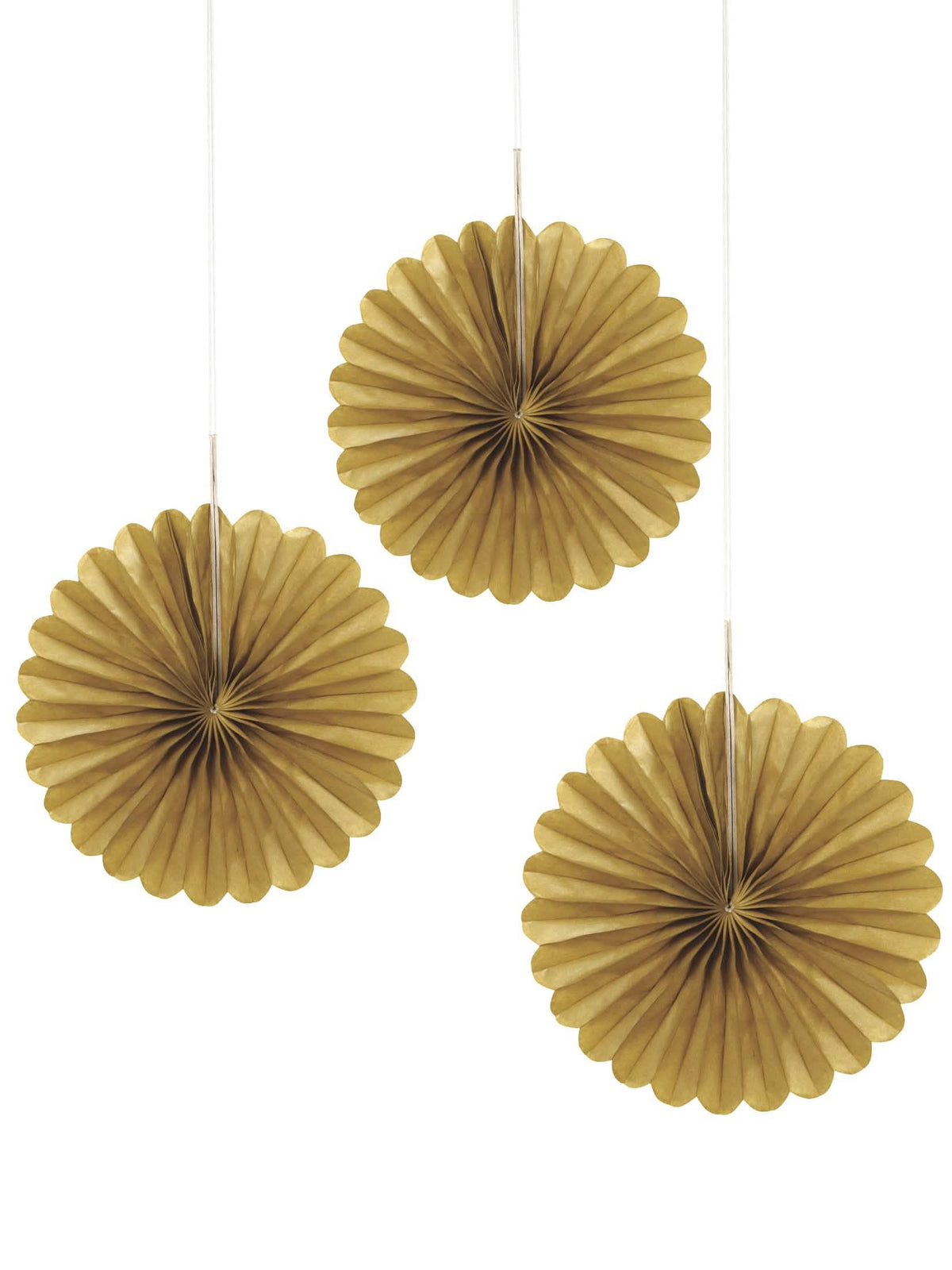 Mini rosáceas de papel para pendurar para decoração douradas