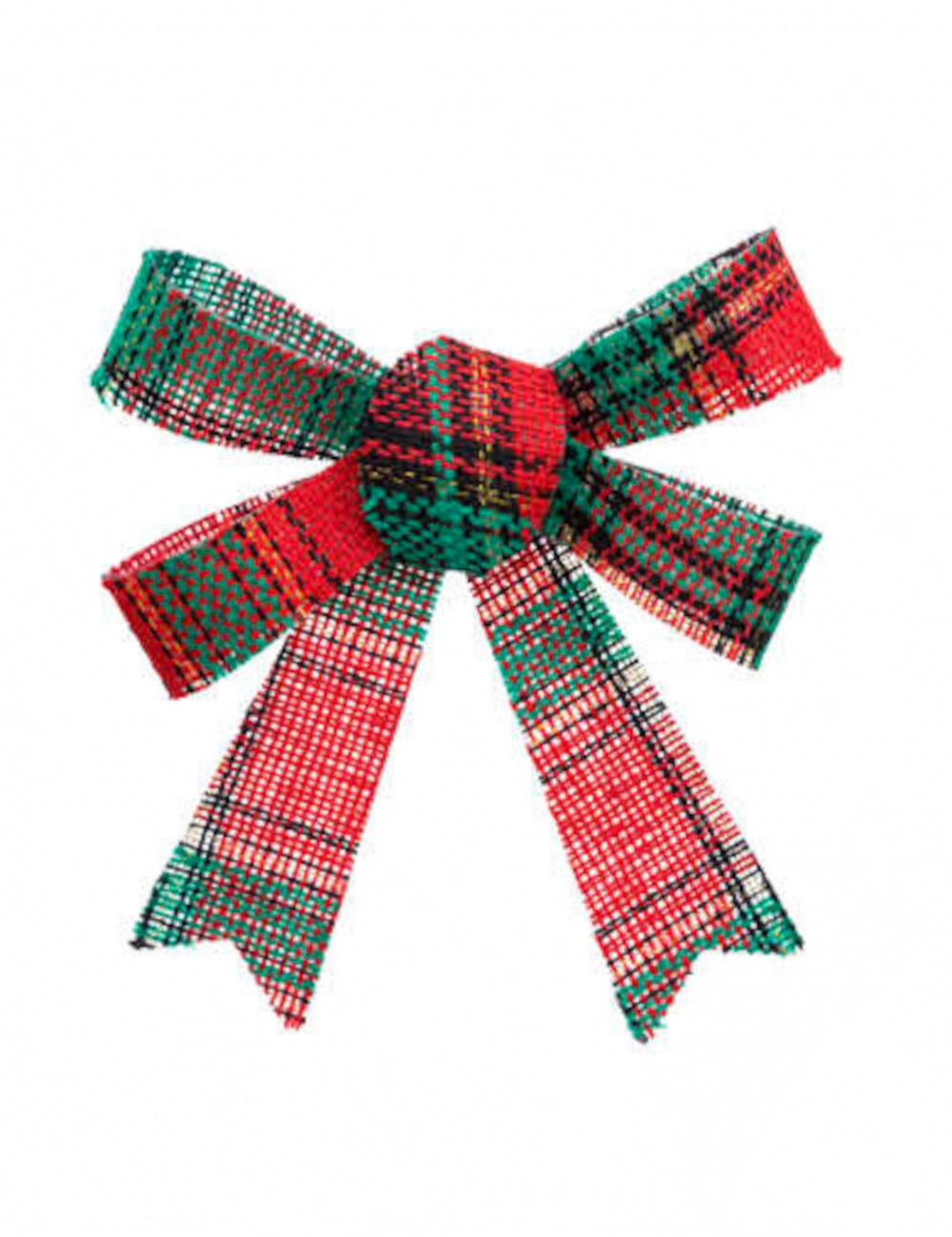 Détail du nœud de Noël motif tartan vert et rouge