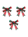 3 nœuds de Noël motif tartan vert et rouge