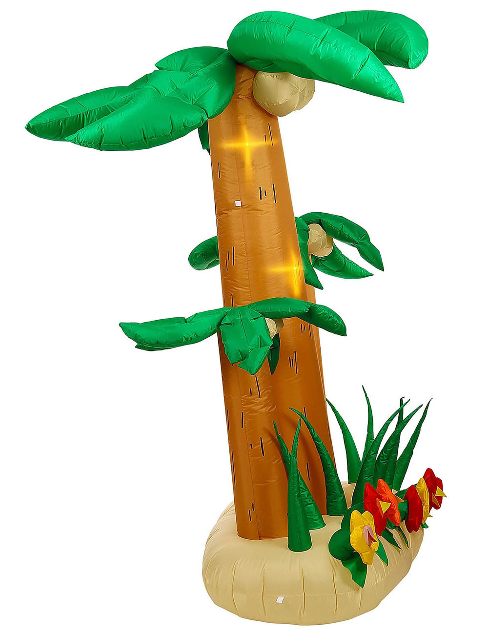 Palmeiras gigantes insuflável luminosos para decoração verde e castanho com flores na base