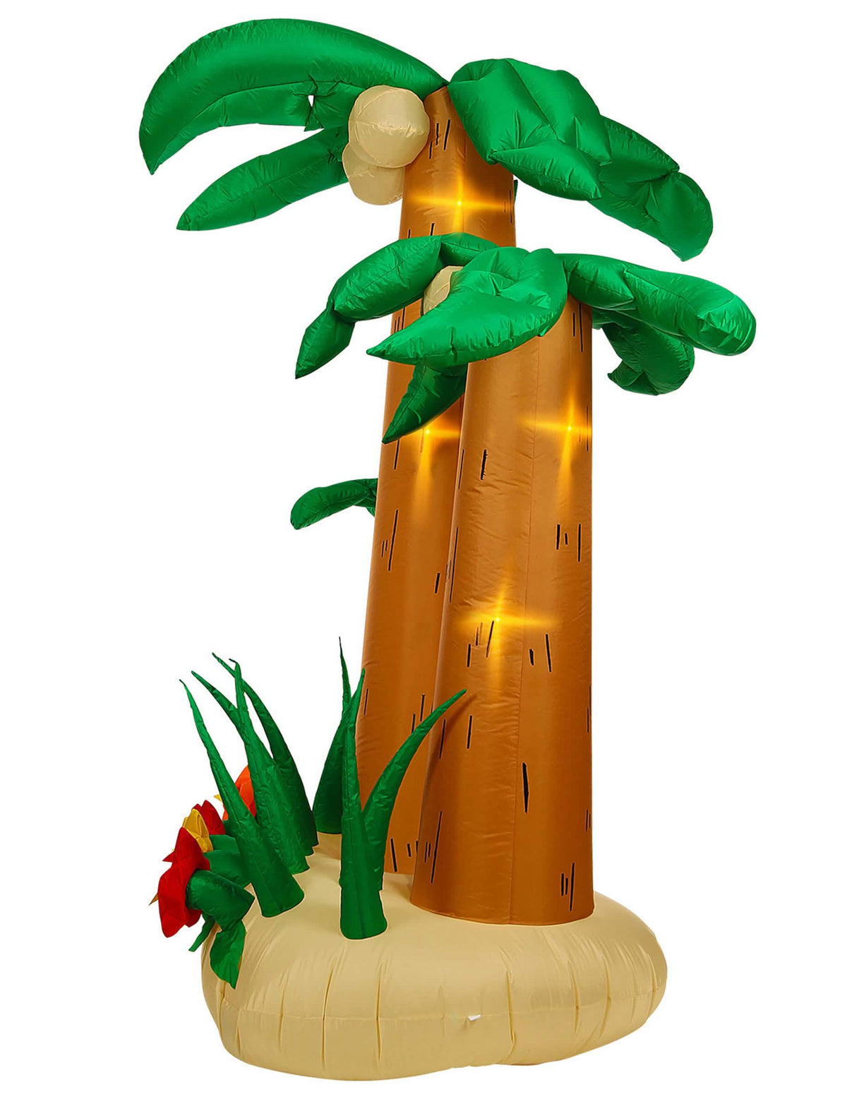 Vista de perfil de palmeiras gigantes insuflável luminosas para decoração